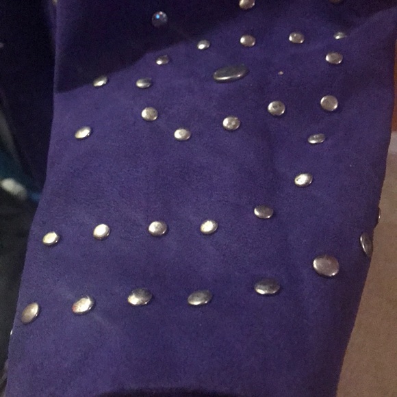 Beautiful Studded KB Purple Suede 2 Piece Suit. - Picture 3 of 5